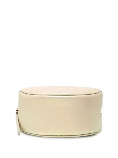 Pre-owned Chanel 2020 Iridescent Quilted Lambskin Round Clutch With Chain Crossbody Bag In White