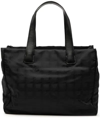 Pre-owned Chanel 2003-2004 New Travel Line Nylon Tote Bag In Black