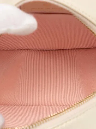 Pre-owned Chanel 2020 Iridescent Quilted Lambskin Round Clutch With Chain Crossbody Bag In White