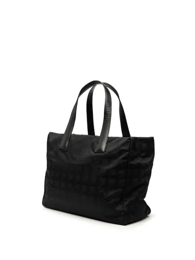 Pre-owned Chanel 2003-2004 New Travel Line Nylon Tote Bag In Black