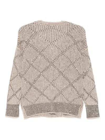 D Exterior Relaxed Fit Beige Knit Sweater With Round Neckline In Neutral