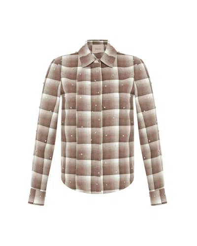 Theo The Label Europa Plaid Flannel Crystal Shirt In Animal Print
