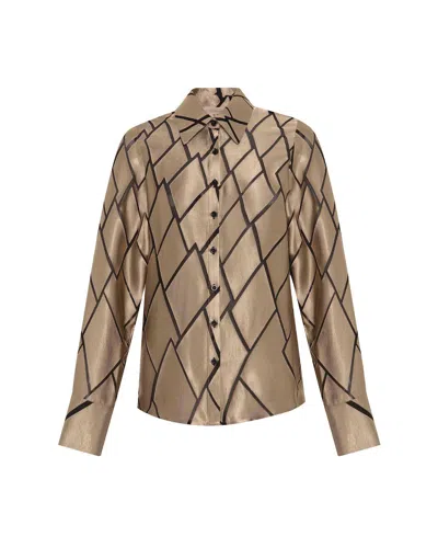 Theo The Label Women's Gold Theia Retro Burnout Boyfriend Shirt In Brown