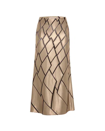 Theo The Label Theia Retro Burnout Maxi Skirt In Brown