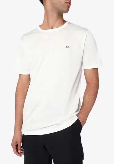 C.p. Company White Cotton T-shirt With Logo Patch In White