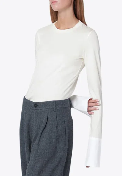 Darkpark Nora Jumper Featuring Shirt Style Cuffs In White