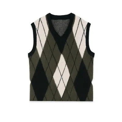 Éclectique Men's Green / Neutrals Mohair Reversible Vest In Brown