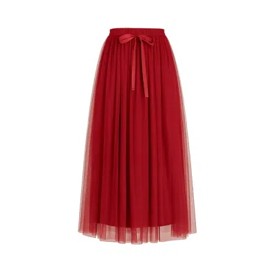 Tantra Spain Sl Women's Red Tulle Skirt With Elastic Waistband In Animal Print