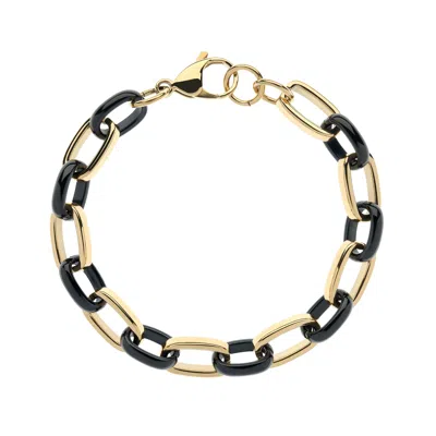 Emma Holland Jewellery Women's Gold / Black Gold Chain & Jet Chain Bracelet In Gold