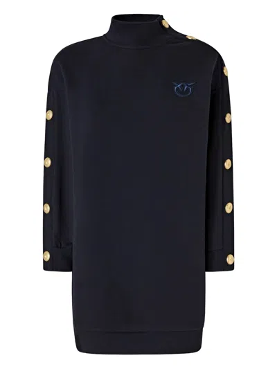 Pinko Button-detailed High-neck Mini Dress In Black