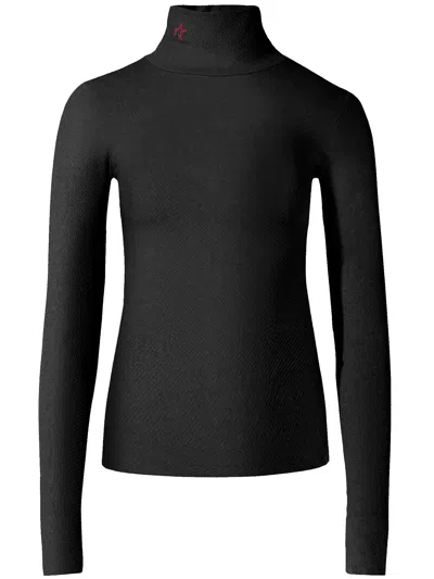 Perfect Moment Ribbed Thermal Modal-blend Turtleneck Top In Black