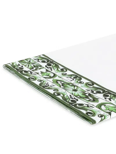 Dolce & Gabbana Satinlaken Mit Maiolica-print (300cm X 300cm) In White