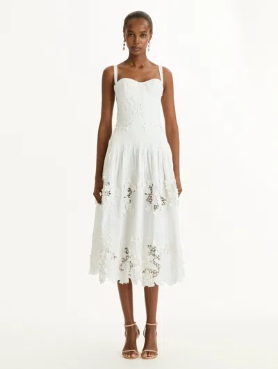 Oscar De La Renta Porcelain Flower Bustier Dress In Multi