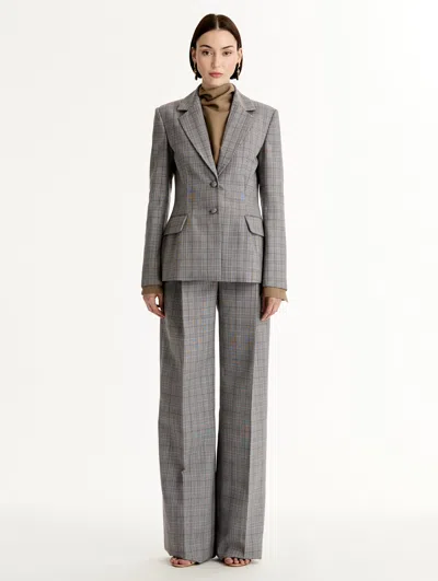 Oscar De La Renta Bouquet Embroidered Jacket In Gray