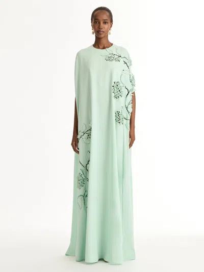 Oscar De La Renta Hoya Flower Cutout Caftan In Green