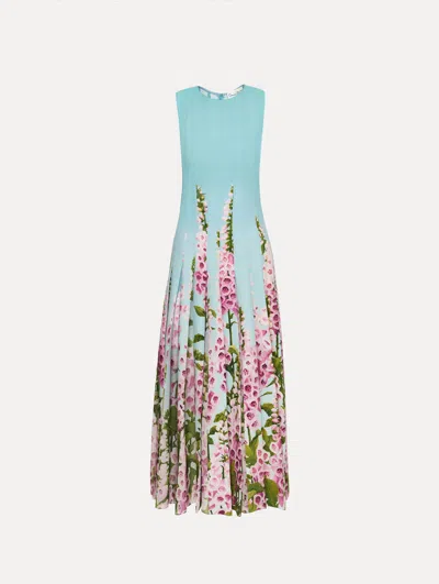 Oscar De La Renta Strapless Foxgloves Ombre Faille Gown In Multi