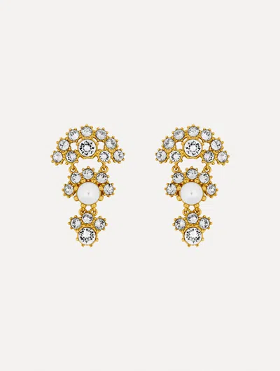 Oscar De La Renta Faceted Crystal Arch Drop Earrings In Gold
