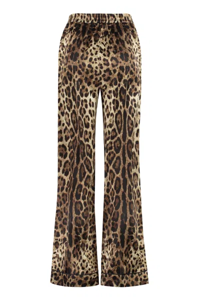 Dolce & Gabbana Leopard-print Straight Trousers In Brown