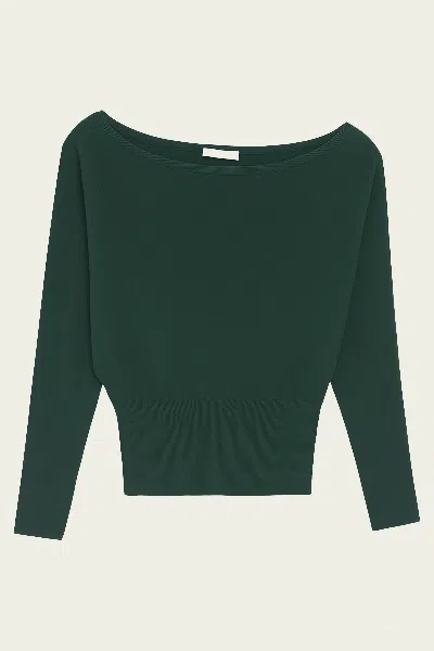 Simkhai Lavina Draped Off-shoulder Sweater In Emerald In Green