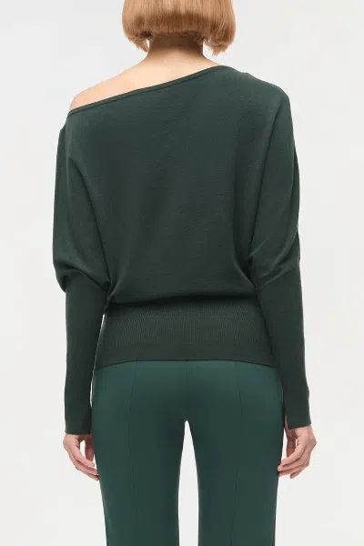 Simkhai Lavina Draped Off-shoulder Sweater In Emerald In Green