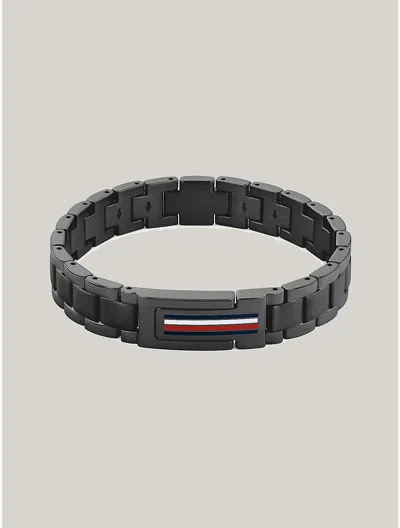 Tommy Hilfiger Flag Stripe Stainless Steel Bracelet In Black