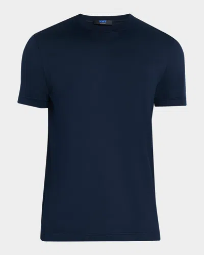 Knt Men's Solid Cotton Crewneck T-shirt In Blue