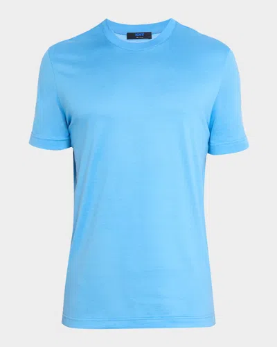 Knt Men's Solid Cotton Crewneck T-shirt In Blue