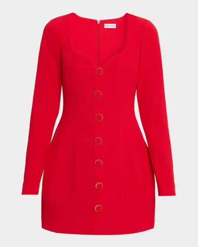 Rebecca Vallance Cameron Button-embellished Crepe Mini Dress In Red