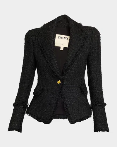 L'agence Kaisley Waffle Tweed Blazer In Black