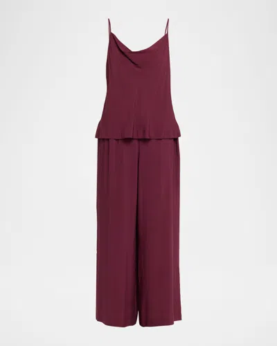 Natori Sleek Silk-modal Cami Pajama Set In Red