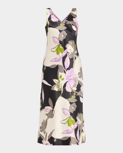 Natori Tsubaki Sleeveless Floral-print Midi Slip Dress In Multi