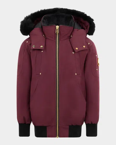 Moose Knuckles Kid's Gold Series Shearling-trim Bomber Jacket In Multi