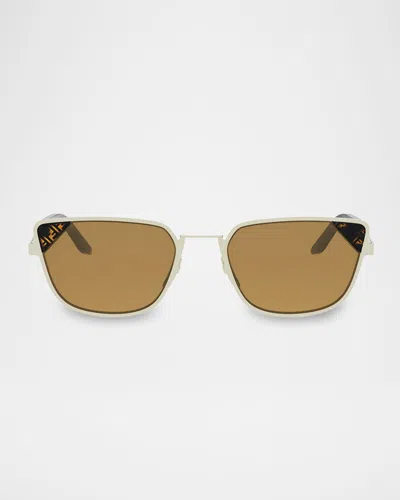 Fendi Signature 53.7mm Rectangular Sunglasses In Gold
