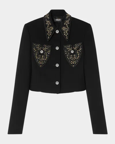 Versace Blazer Informal In Crepe Di Lana Light Weight In Multi