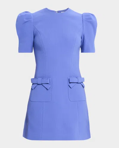 Rebecca Vallance Violetta Puff-sleeve Crepe Mini Dress In Blue
