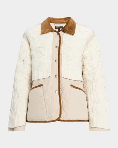 Rag & Bone Ivy Mixed Media Liner Jacket Ivory In White