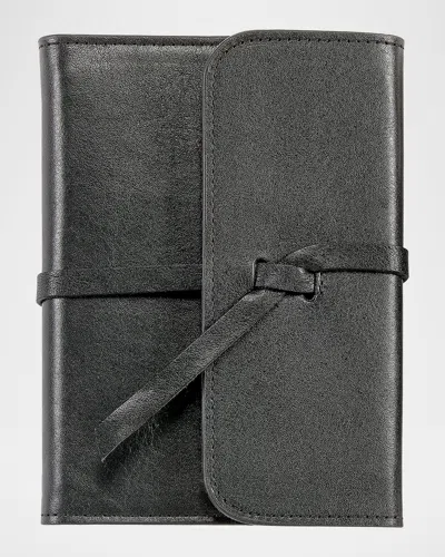 Graphic Image 7" Refillable Leather Wrap Journal In Black