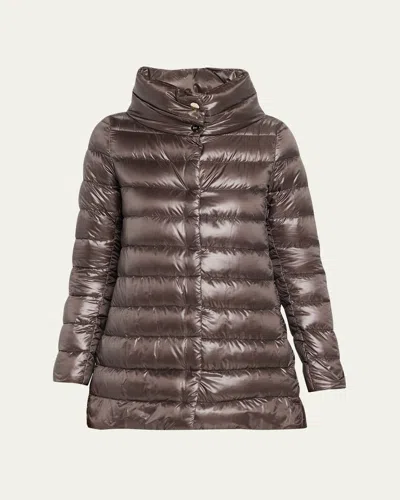 Herno Amelia Ultra-light A-line Down Jacket In Brown