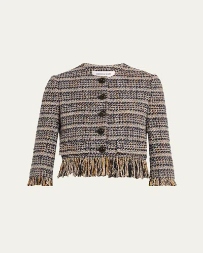 Veronica Beard Lyons Fringe Italian Tweed Jacket In Multi