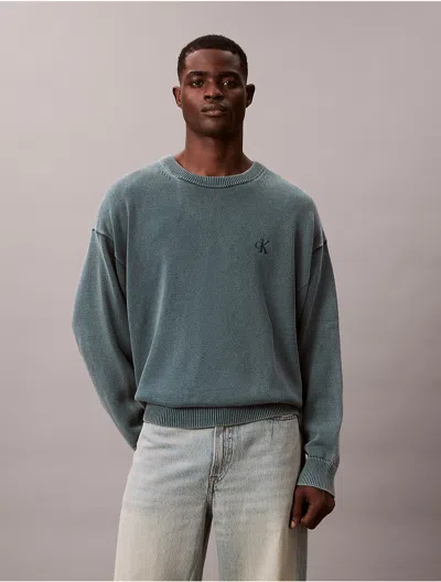 Calvin Klein Jeans Est.1978 Calvin Klein Men's Cotton Relaxed Crewneck Sweater In Blue