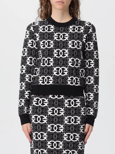 Pinko Gypsies Cropped Sweater Black/white In Black