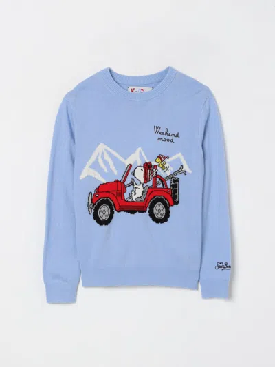 Mc2 Saint Barth Light Blue Wool-blend Sweater With Snoopy In Multi