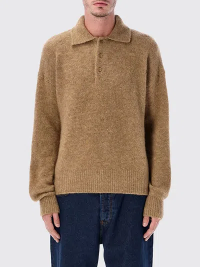 Ami Alexandre Mattiussi Ami Paris Polo In Alpaca And Wool In Brown