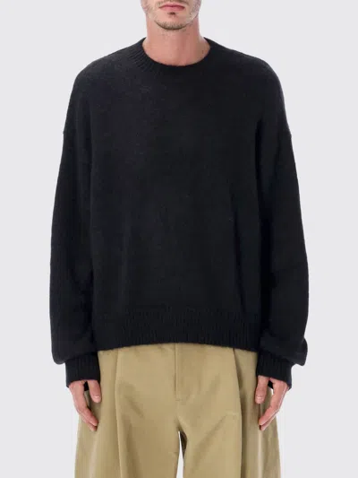 Studio Nicholson Wynn Black Superkid Mohair Crewneck Sweater In Blue
