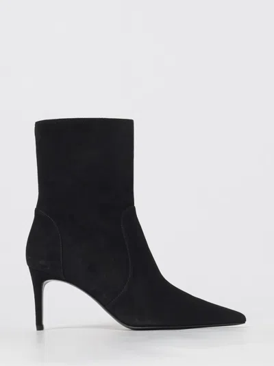 Stuart Weitzman Black Ankle Boots With Stiletto Heel And Zip Closure On The Side In Suede Woman In Multi