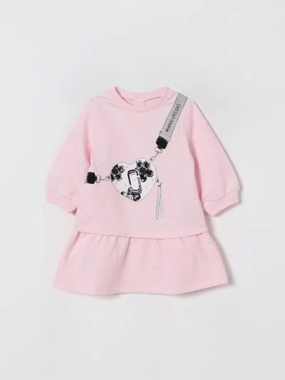Marc Jacobs Pink Dress For Baby Girl With Bag Print In Pink