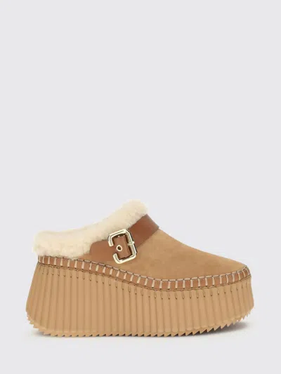 Chloé Women Nama Wedge Mules In Brown