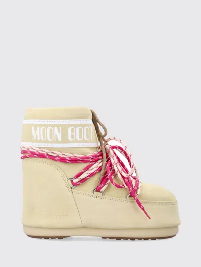 Moon Boot Cream Suede Icon Low Ankle Boots In Neutral