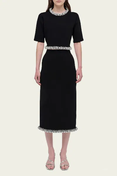 Simkhai Ozelle Crewneck Top In Black In Black