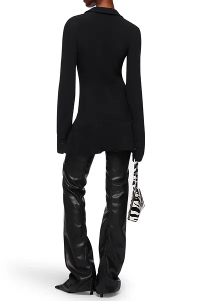 Attico Black Scoop-neck Mini Dress In Animal Print